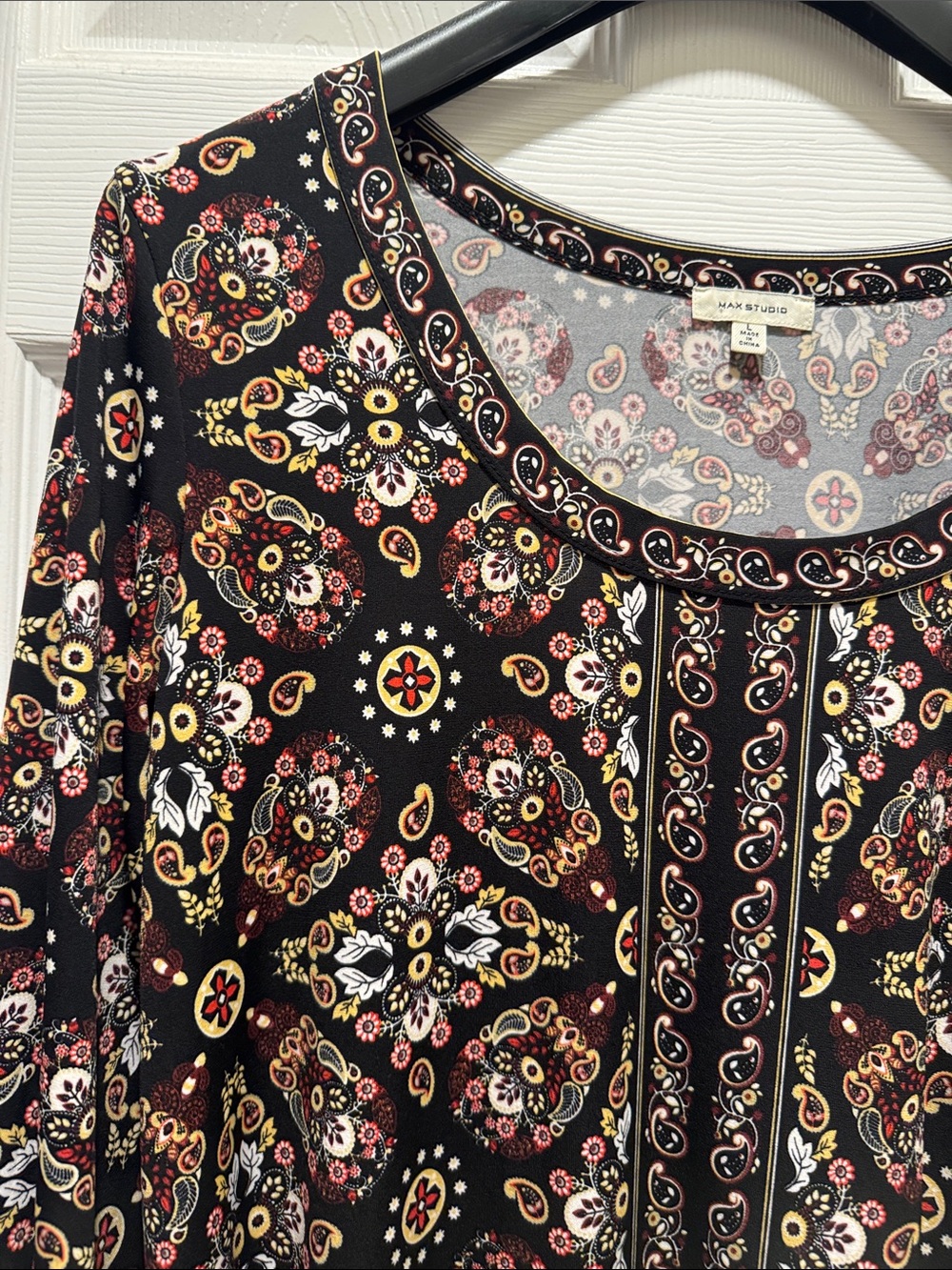 Max Studio Black Floral Paisley Tunic Dress with Multicolor Accents - Picture 3 of 5